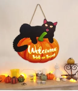 Bảng welcome mèo đen Halloween