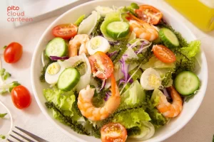 Ăn trưa healthy salad eat clean tôm rong nho - PITO Cloud Canteen